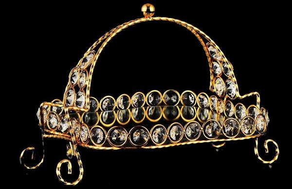 Dekonaz Lüks Kristal Dekoratif El Yapımı Servis Tabağı | Altın