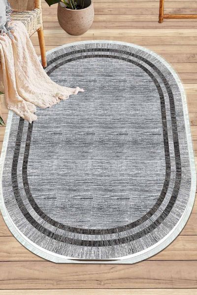 Birkilim Oval Yıkanabilir İpeksi Kaymaz Taban Dekoratif Halı | MLN-IP-O-HY-1309