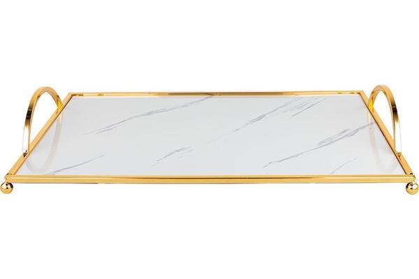 Marmor Desenli Tepsi | 33.5x25 cm | Beyaz | By-ms-g-w