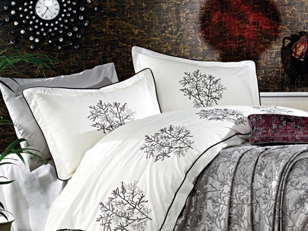 Çeyizdiyarı Doğa Nakışlı Gelin Seti Antrasit Gri