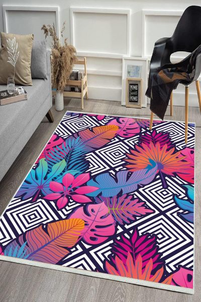 Birkilim Yıkanabilir Dekoratif Halı İpeksi Kaymaz Taban | MLN-IP-HS-478