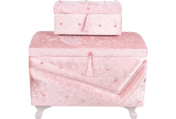 Dekonaz 2'li Dantel İnci Süslemeli Çeyiz Sandığı By-sdk-0004