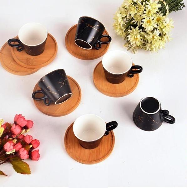 Bayev Damar Desen 6 Kişilik Fincan Takımı Ve Ahşap Altlığı 101143-12-