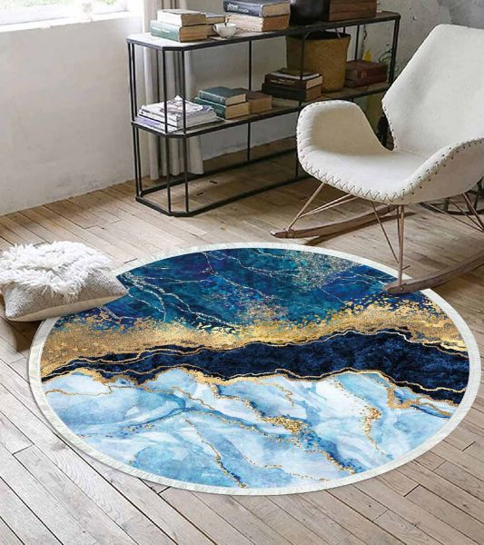 Birkilim Yuvarlak Yıkanabilir Dekoratif Halı İpeksi Kaymaz Taban | MLN-IP-YU-HT-319