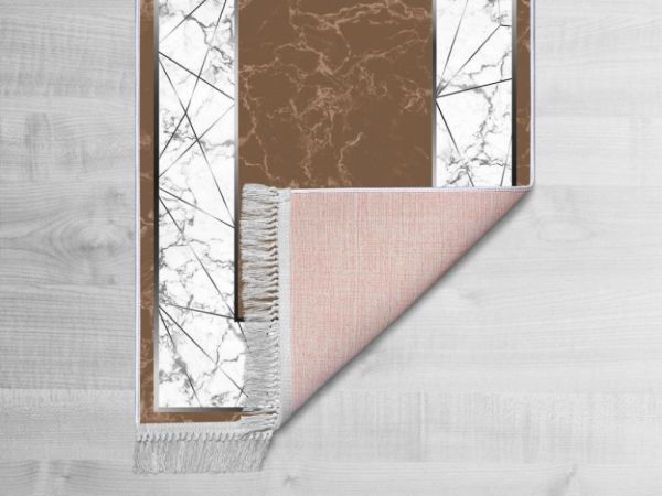 Latex Kaymaz Taban Dijital Baskı Kadife Halı Esta Kahve 120x170 cm