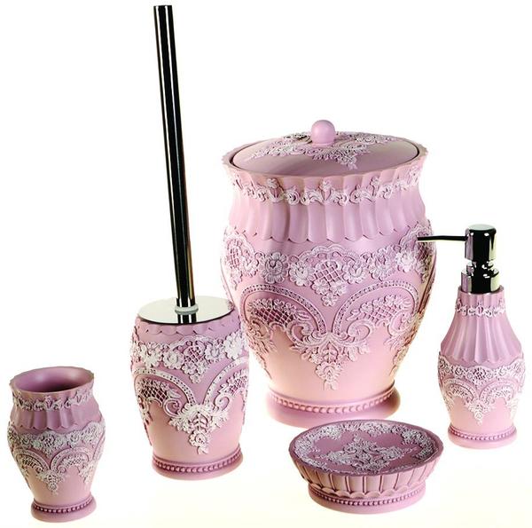 Fugurato banyo seti 5 parca pembe - beyaz