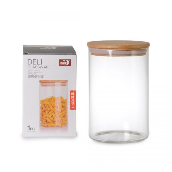 GPG10-1050W HOLZDECKEL BOROSILICATE GLASS JAR 1050 ml | SILK-13794