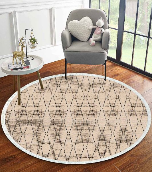 Birkilim Yuvarlak Yıkanabilir Dekoratif Halı İpeksi Kaymaz Taban | MLN-IP-YU-HT-728