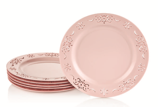 Neva | Palace Dantels | 6 Teilig | Servierteller | Dessertteller | Rosa | Aus Porzellan | Ø 27cm | N1027