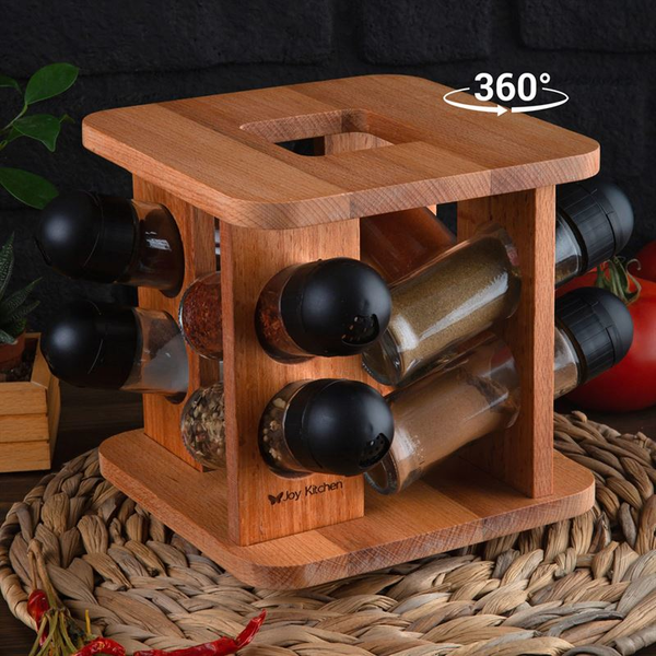 ELANOR 8' Lİ DÖNEN BAHARATLIK SETİ - SİYAH KAPAK