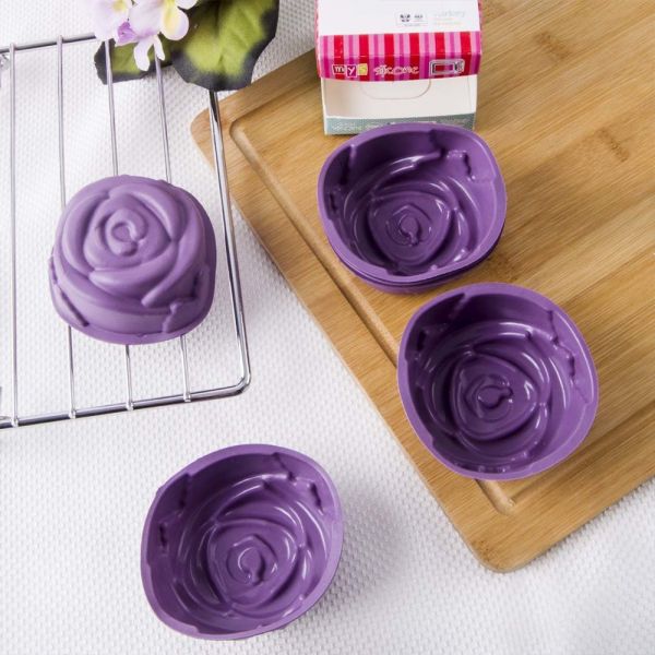 Mor Muffin Gül Silikon Kek Kalıbı 7 cm 6 Adet - MYS 200 | Mys Slicone