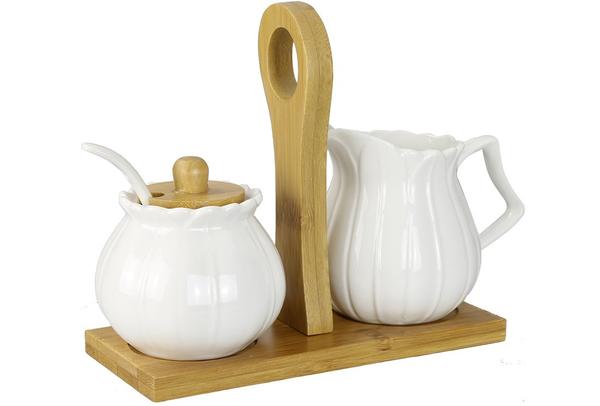 Duygu Bambu Sosluk ve Baharatlık Takımı Porselen | Dg-6212