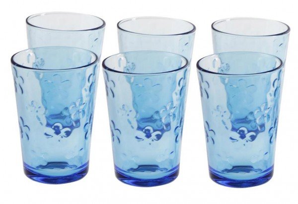 Paşabahçe Flowers 6 Parça Su Bardağı Seti | Mavi | 205ml | 52944