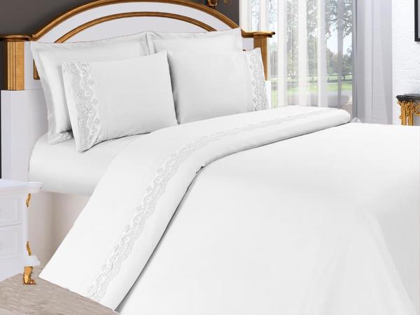 Französisch geschnürte Vessa Bettbezug Set Creme