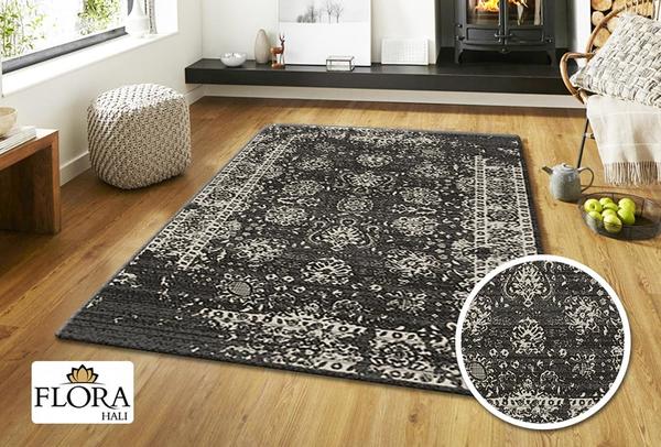 Flora Leo Collection Halı | Siyah Beyaz | F-4650A-Black-White