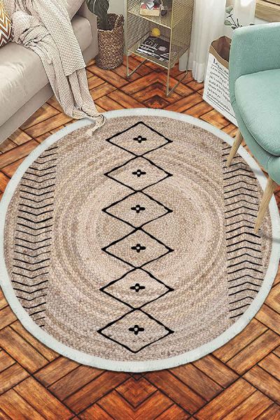 Birkilim Yuvarlak Yıkanabilir Dekoratif Halı İpeksi Kaymaz Taban | MLN-IP-SD-349