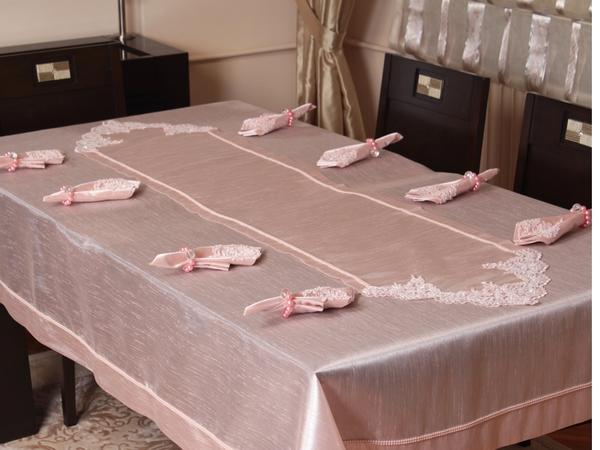 Gelincik Masa Örtüsü Takımı Pudra