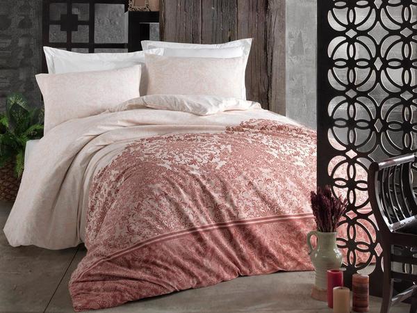 Çeyiz Diyarı Çiğdem Çift Kişilik Nevresim Seti Pudra