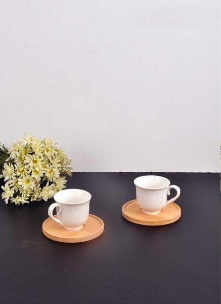 Bayev Beyaz 2 Kişilik Fincan Takımı Ve Ahşap Altlığı 101139-18-