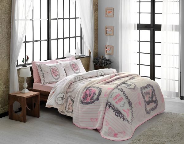 Tac Kuscheldecken Set Camille für 1 Person Rosa