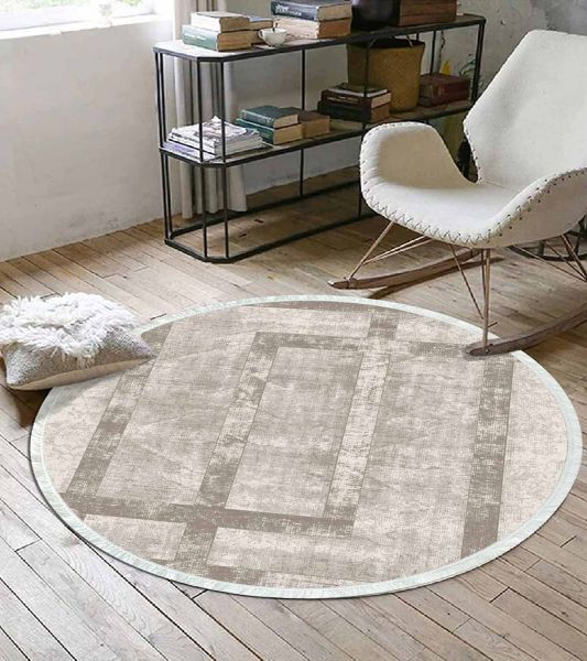 Birkilim Yuvarlak Yıkanabilir Dekoratif Halı İpeksi Kaymaz Taban | MLN-IP-YU-HT-094