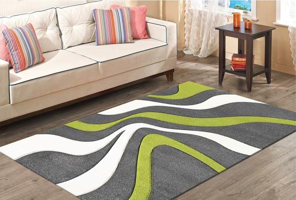 Merinos Halı Diamond Hand Curved Dalga Desenli | Yeşil | 760-940-Green