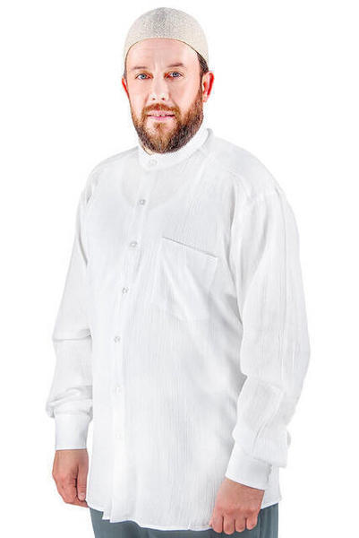 Hakim Yaka Şile Bezi Gömlek Beyaz - 1142