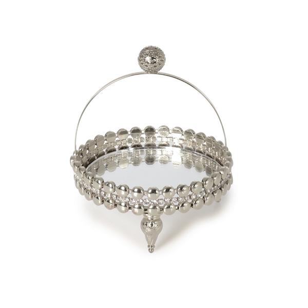 İpek | Taşlı Zincir Gümüş Sepet Lokumluk 10cm