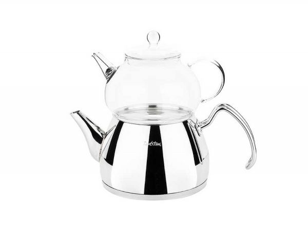 Tantitoni | Konik Orta Boy Paslanmaz Çelik Çaydanlık Takımı 980/1700ml