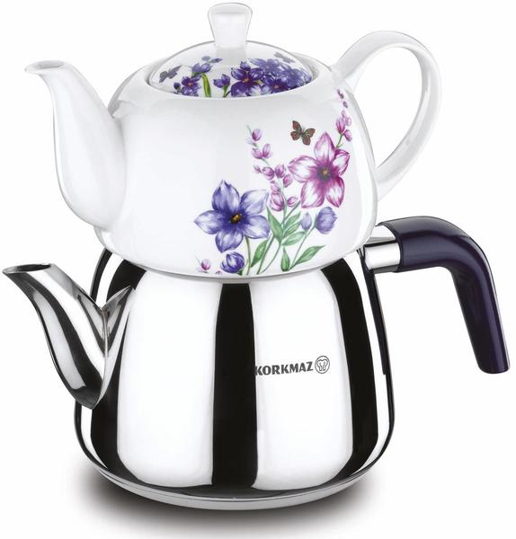Korkmaz Bonjour Çaydanlık Porselen Demlik Paslanmaz Çelik 2.9lt | İndüksiyon | A069