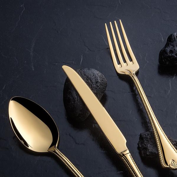 Titanium Fulya Altın 36 Parça Kutulu Çatal Kaşık Bıçak Seti