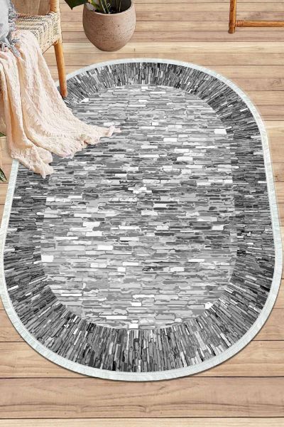 Birkilim Oval Yıkanabilir İpeksi Kaymaz Taban Dekoratif Halı | MLN-IP-O-SD-241