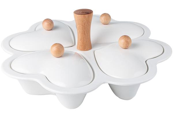 Dekonaz 4 Bölmeli Kapaklı Çerezlik Kahvaltı Tabağı | Gp-0040