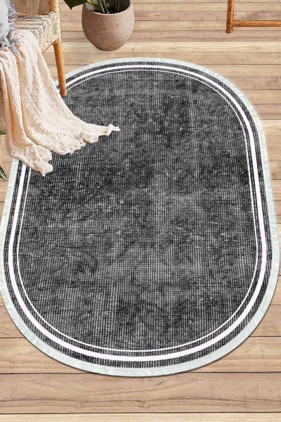 Birkilim Oval Yıkanabilir İpeksi Kaymaz Taban Dekoratif Halı | MLN-IP-O-SD-245