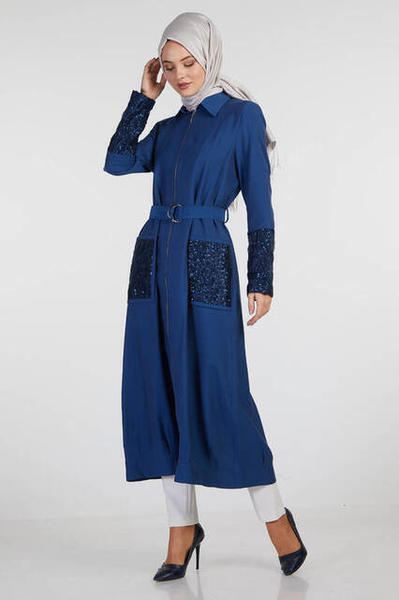 Şükran 35912 Lacivert Kolu Kapitoneli Kap