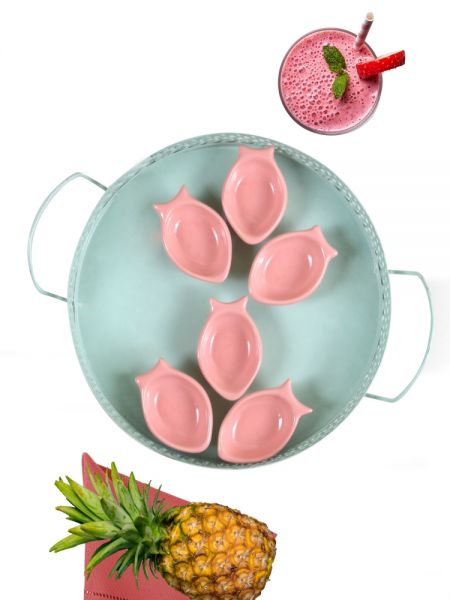 Pembe Mini Balık Çerezlik / Sosluk 8 Cm 6 Adet | Keramika