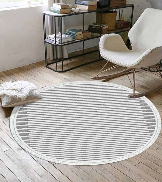 Birkilim Yuvarlak Yıkanabilir Dekoratif Halı İpeksi Kaymaz Taban | MLN-IP-YU-SD-317