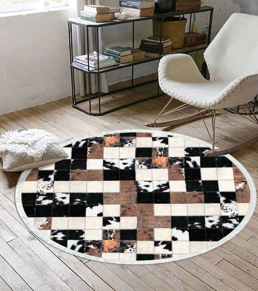 Birkilim Yuvarlak Yıkanabilir Dekoratif Halı İpeksi Kaymaz Taban | MLN-IP-YU-HT-347