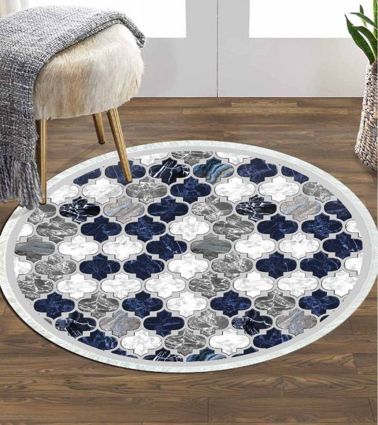 Birkilim Yuvarlak Yıkanabilir Dekoratif Halı İpeksi Kaymaz Taban | MLN-IP-YU-HY-1185