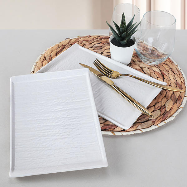 طبق بيضاوي حجر أبيض غير لامع 24 سم قطعتين | كيراميكا