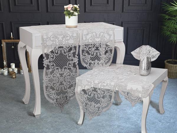 Ensemble de salon 5 pièces en tulle Mimoza Argent