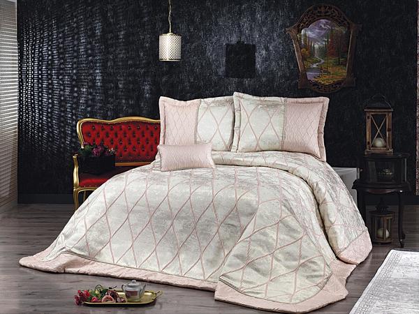 Natalya Çift Kişilik Yatak Örtüsü Pudra