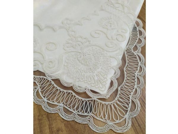 Çeyiz Diyarı Fransız Güpürlü Göksu Tek Bohça Krem