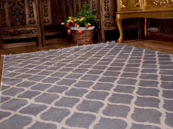 Tasse de tapis de velours d'impression numérique de base antidérapante de latex gris-blanc 150x220 Cm