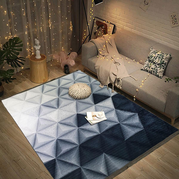 Siela Üçgen Desenli Yıkanabilir Halı | 1811-gray