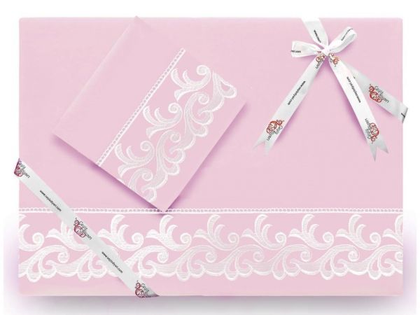 Dowry Land Parure de housse de couette unie en guipure française Belinda Poudre