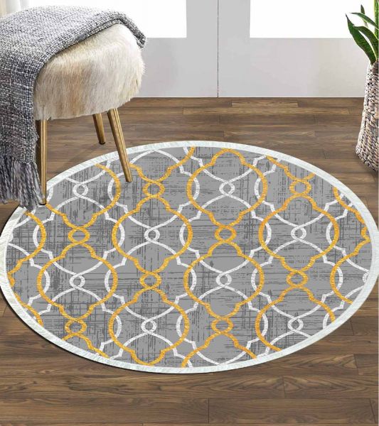 Birkilim Yuvarlak Yıkanabilir Dekoratif Halı İpeksi Kaymaz Taban | MLN-IP-YU-HY-1055