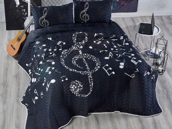 Mitgift Diyari Musicol Gesteppte Doppel-Tagesdecke Schwarz