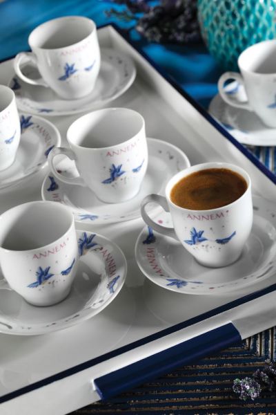 Kütahya Porselen Yasemin 12 Parça 10228 Desen Kahve Takımı