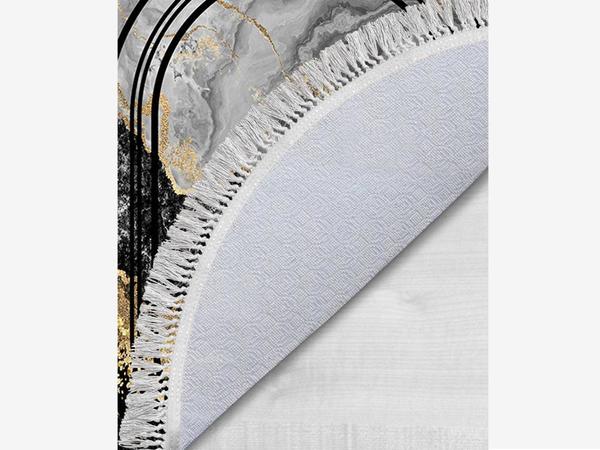 Oval Saçaklı 2'li Banyo Paspas Takımı Lava Life Siyah Gold